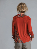 Women's Retro Casual Floral Patchwork Cotton Duffle Neck Long Sleeve Loose T-Shirt ZMZ1172H0ZJY