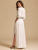 Women's Satin Color-Block Piping Maxi Dress ZMZ1002H4XT