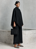 Women's Solid Color Cotton Linen Fringed Cape-style Top And Wide-leg Pants Two-piece Set ZMZ1024H6XT