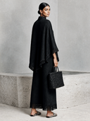 Women's Solid Color Cotton Linen Fringed Cape-style Top And Wide-leg Pants Two-piece Set ZMZ1024H6XT