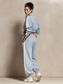 Women's Sporty Zip-up Cropped Top And Elastic-waist Athletic Pants Set ZMZ1147H5SWL