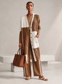 Women's Color-Block Ribbed Knit Long Cardigan ZMZ1008H9XT