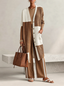 Women's Color-Block Ribbed Knit Long Cardigan ZMZ1008H9XT