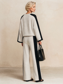 Women's Stylish Color-Block Cotton Long-Sleeve Top And Pants Two-Piece Set ZMZ1109H3SWL