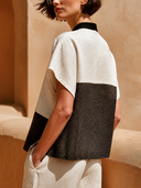 Women's Stand-up Collar Short-sleeved Color-blocked Linen Shirt ZMZ1038H1XT