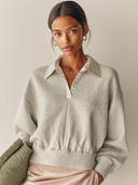 Women's Casual Patchwork Satin Lapel Pullover Sweatshirt ZMZ1009H8XT