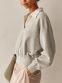 Women's Casual Patchwork Satin Lapel Pullover Sweatshirt ZMZ1009H8XT