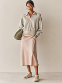 Women's Casual Patchwork Satin Lapel Pullover Sweatshirt ZMZ1009H8XT