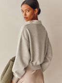 Women's Casual Patchwork Satin Lapel Pullover Sweatshirt ZMZ1009H8XT