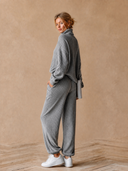 Women's Vintage Casual Cotton-Knit Mock-Neck Long-Sleeve Top And Pants Set ZMZ1190H9ZJY
