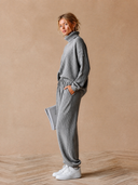 Women's Vintage Casual Cotton-Knit Mock-Neck Long-Sleeve Top And Pants Set ZMZ1190H9ZJY