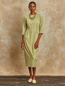 Women's Slim-Fit Solid-Color Cotton Midi Dress ZMZ1115H2XT