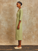 Women's Slim-Fit Solid-Color Cotton Midi Dress ZMZ1115H2XT
