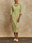 Women's Slim-Fit Solid-Color Cotton Midi Dress ZMZ1115H2XT