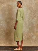 Women's Slim-Fit Solid-Color Cotton Midi Dress ZMZ1115H2XT