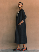 Women's Classic Casual Ribbed Henley Neck Multi-Pocket Long-Sleeve Loose Maxi Dress ZMZ1138H1ZYY