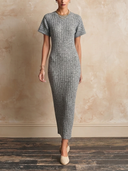 Women's Short-Sleeve Ribbed Knit Slim-Fit Maxi Dress ZMZ1076H0XT