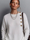 Women's Classic Casual Ribbed Crew-Neck Long-Sleeve Loose T-Shirt ZMZ1093H6ZYY