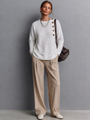 Women's Classic Casual Ribbed Crew-Neck Long-Sleeve Loose T-Shirt ZMZ1093H6ZYY