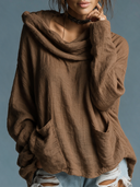 Women's Vintage Casual Cotton-Linen Loose Long-Sleeve Hooded Pullover Shirt ZMZ1175H3ZJY