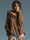 Women's Vintage Casual Cotton-Linen Loose Long-Sleeve Hooded Pullover Shirt ZMZ1175H3ZJY
