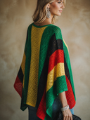 Women's Retro-American Style Color-Block Long-Sleeve Knit Cardigan ZMZ1131H2ZYY