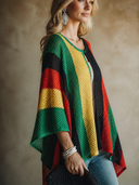 Women's Retro-American Style Color-Block Long-Sleeve Knit Cardigan ZMZ1131H2ZYY