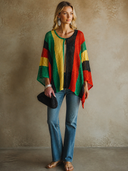 Women's Retro-American Style Color-Block Long-Sleeve Knit Cardigan ZMZ1131H2ZYY