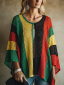 Women's Retro-American Style Color-Block Long-Sleeve Knit Cardigan ZMZ1131H2ZYY