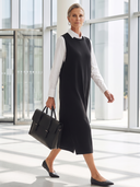Women Sleeveless Knit Long Vest Dress, Round Neck Loose Midi Pinafore Tunic With Pockets ZMZ1188H8YZH