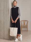 Women Sleeveless Knit Long Vest Dress, Round Neck Loose Midi Pinafore Tunic With Pockets ZMZ1188H8YZH