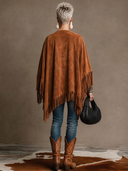 Women's Vintage Western-Style Faux Suede V-Neck Pullover Cape Jacket ZMZ1196H3ZYY