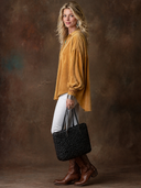 Women's Vintage Western-Style Embroidered Faux Suede Lapel Collar Long-Sleeve Shirt ZMZ1148H5ZYY