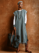 Women's Classic Casual In Air-Layer Fabric With Crew Neck Sleeveless Vest-Style Dress ZMZ0786H5ZYY