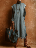 Women's Classic Casual In Air-Layer Fabric With Crew Neck Sleeveless Vest-Style Dress ZMZ0786H5ZYY