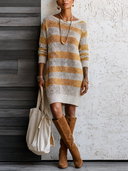 Women's Fashionable Color-Block Mesh Long-Sleeve Knit Dress ZMZ1699G4SWL