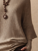 Women Fake Two Piece Ribbed Knit Top, Layered Flare Sleeve Casual Knit Blouse ZMZ1112H8YZH