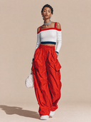 Women's Retro Casual Cotton-Knit Cropped Long-Sleeve Top And Utility Pocket Pants Set ZMZ1140H5ZJY