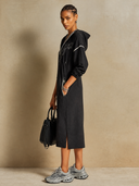Women's Embroidered Zip-Up Hoodie Midi Dress with Drawstring Hood ZMZ1083H8XT