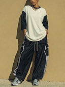 Women's Loose Color-Block T-Shirt And Cargo Pants Two-Piece Set ZMZ1072H9XT