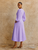 Women's High-Quality Cotton Linen Lantern Sleeve Midi Dress ZMZ1087H2XT