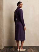 Women's Long-sleeved Striped Linen Tie-neck Midi Dress ZMZ1096H4XT