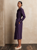 Women's Long-sleeved Striped Linen Tie-neck Midi Dress ZMZ1096H4XT