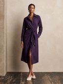 Women's Long-sleeved Striped Linen Tie-neck Midi Dress ZMZ1096H4XT