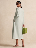 Women's Solid Color High-quality Fabric Knotted Front Long-sleeved Midi Dress ZMZ1085H5XT