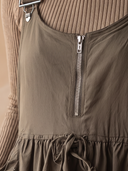 Women Adjustable Strap Cargo Pinafore Mini Dress, Front Zipper Drawstring Ruffle Hem Sleeveless Overall Dress With Pockets ZMZ1276H9YZH
