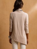 Women Turtleneck Long Sleeve Tunic Top, Diagonal Fringe Asymmetrical Hem Casual Blouse ZMZ0664H1YZH