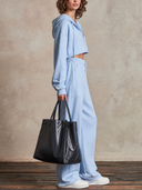 Women Cropped Zip Up Hoodie Tracksuit, Long Sleeve Hooded Jacket + High Waist Wide Leg Sweatpants 2 Piece Outfit ZMZ1207H0YZH