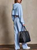 Women Cropped Zip Up Hoodie Tracksuit, Long Sleeve Hooded Jacket + High Waist Wide Leg Sweatpants 2 Piece Outfit ZMZ1207H0YZH