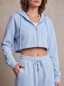 Women Cropped Zip Up Hoodie Tracksuit, Long Sleeve Hooded Jacket + High Waist Wide Leg Sweatpants 2 Piece Outfit ZMZ1207H0YZH
